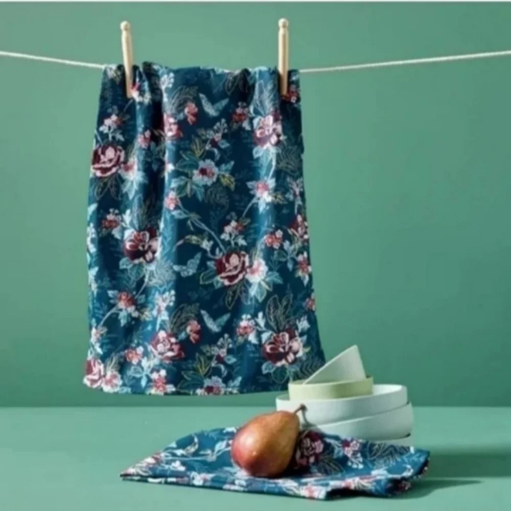 VERA BRADLEY ROSE TOILE DISH TOWEL SET (2) BNWT RETIRED 2022 1 SET LEFT